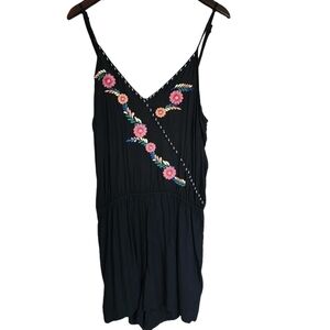 Fun & Flirt Floral Embroidered Romper - Large